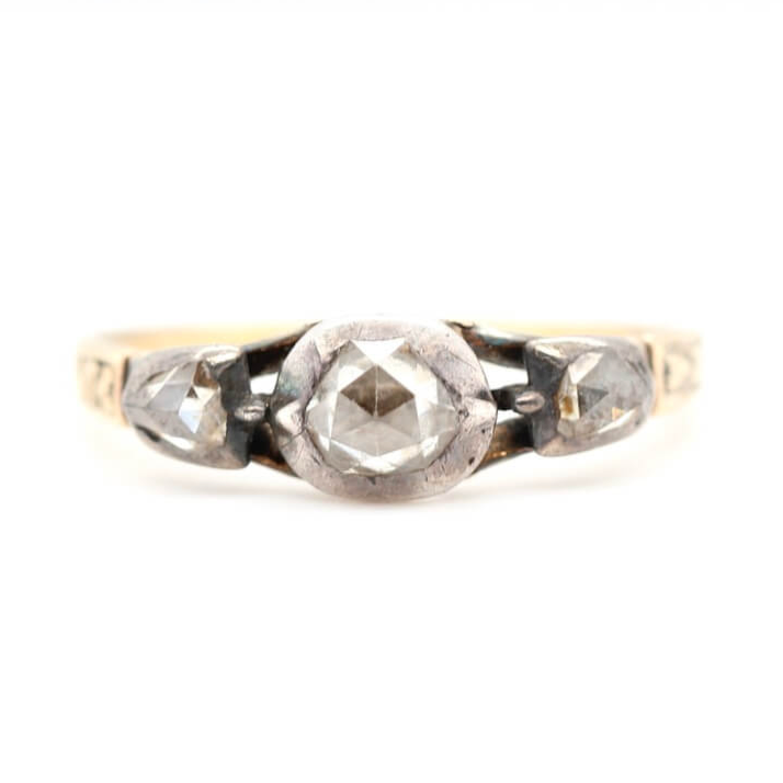 Georgian Diamond Basket Ring-Charlotte Sayers Antique Jewellery