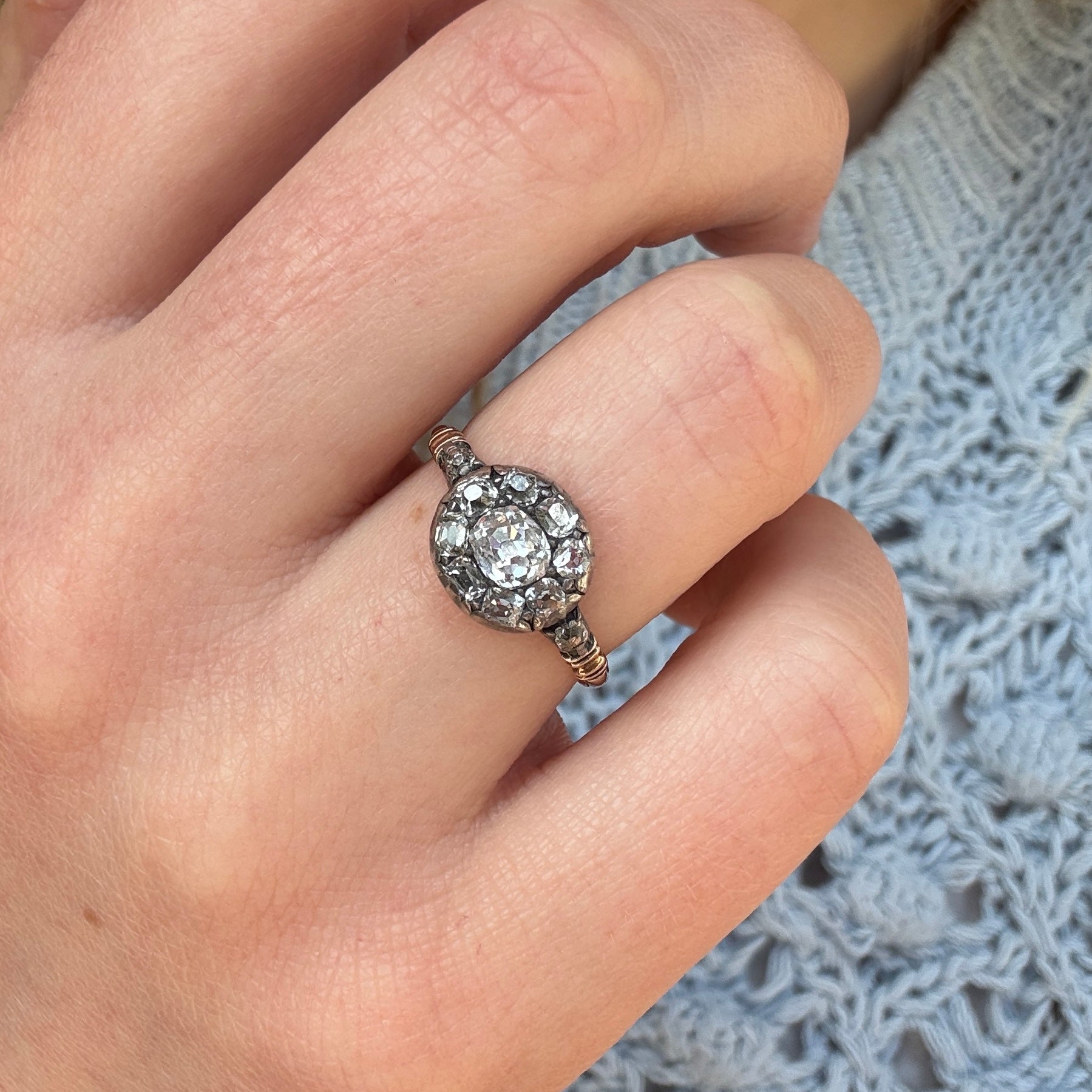 Georgian Diamond Cluster Ring-Charlotte Sayers Antique Jewellery