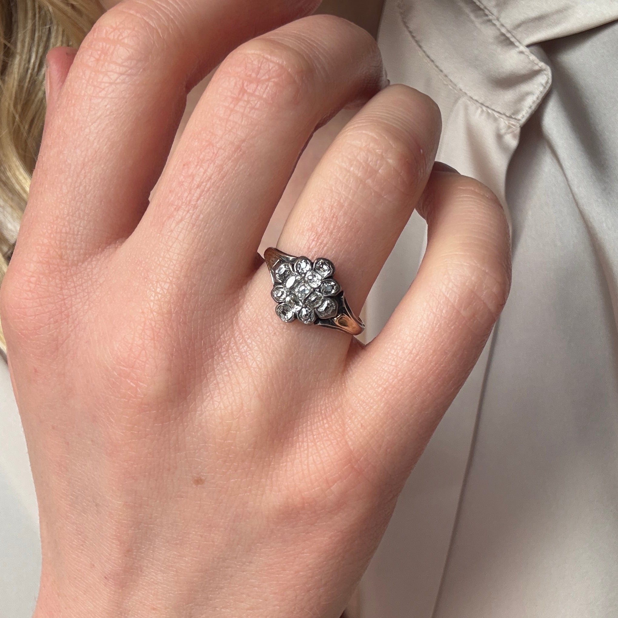 Georgian Diamond Cluster Ring-Charlotte Sayers Antique Jewellery