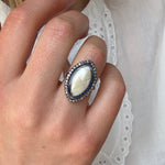 Georgian Diamond Enamel Hair Navette Ring-Charlotte Sayers Antique Jewellery
