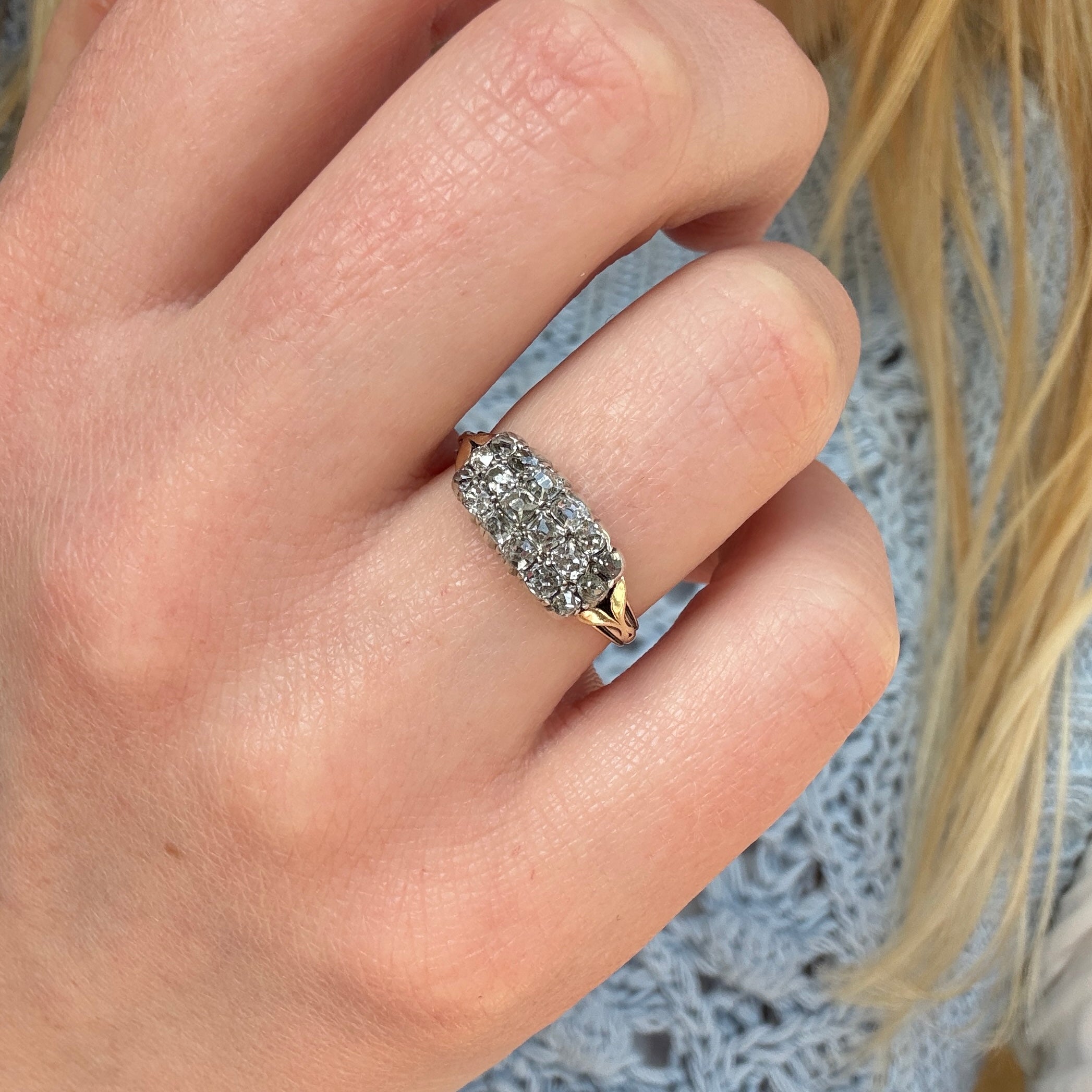 Georgian Diamond Three Row Ring-Charlotte Sayers Antique Jewellery