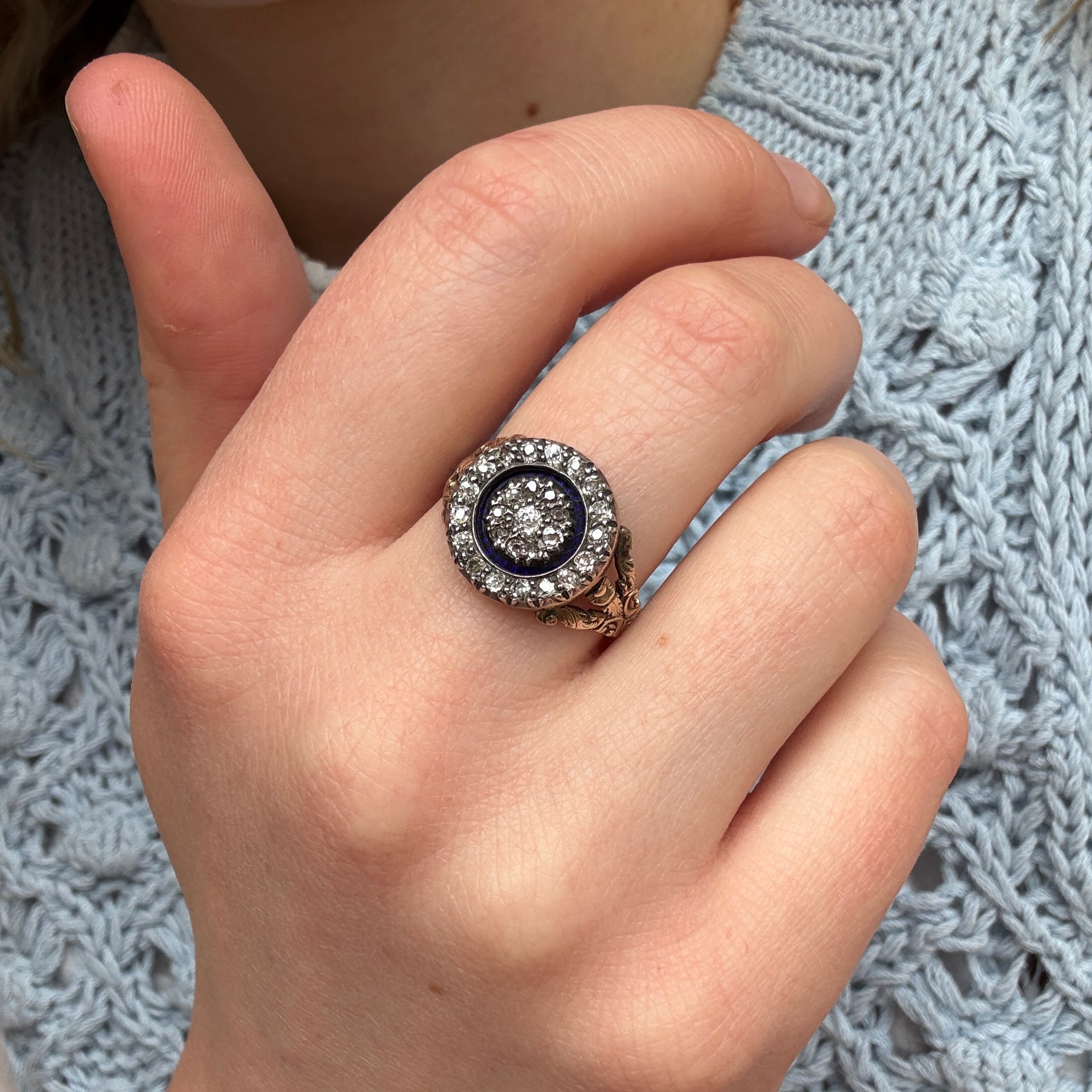 Georgian Diamond and Enamel Ring-Charlotte Sayers Antique Jewellery