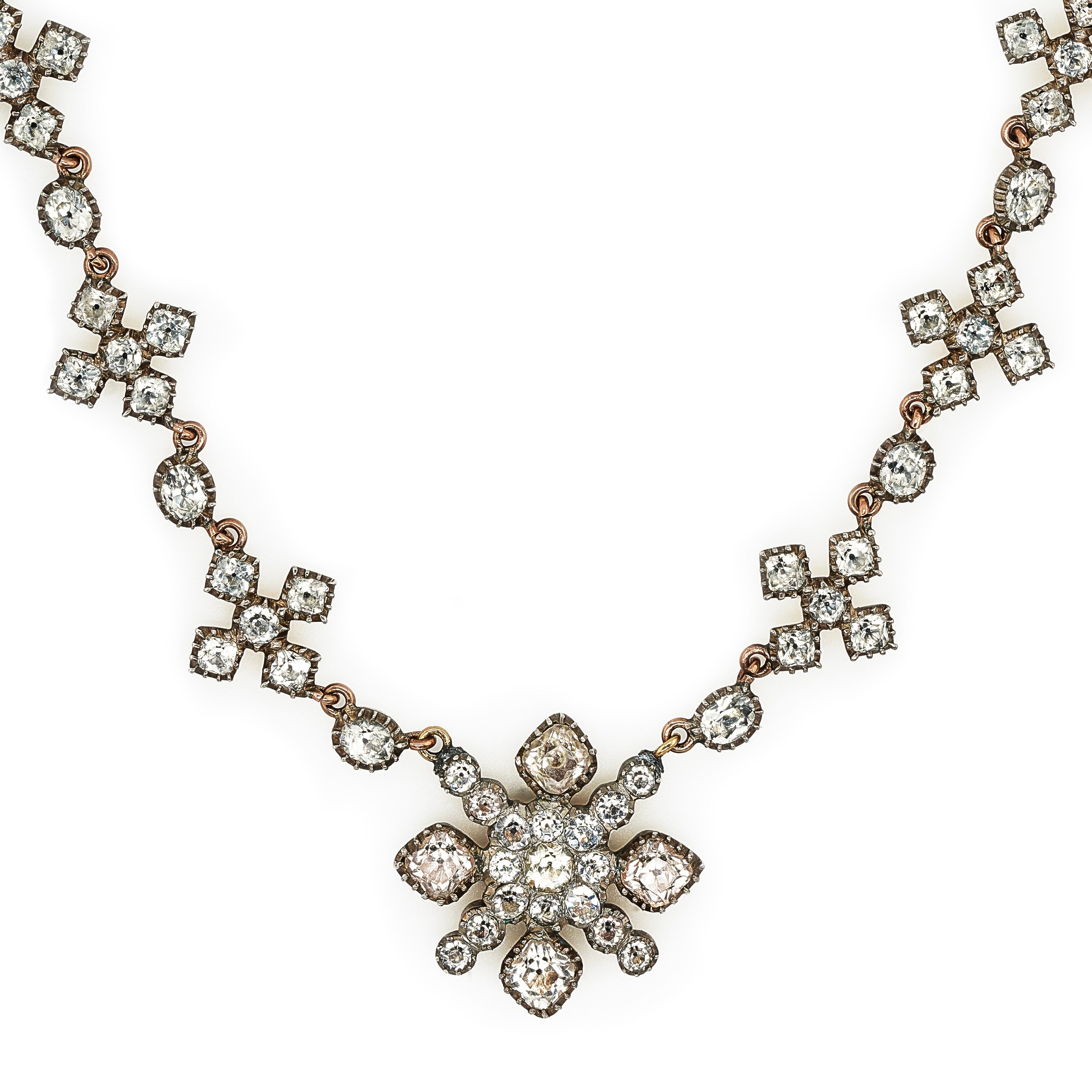 Georgian Paste Maltese Cross Necklace-Charlotte Sayers Antique Jewellery