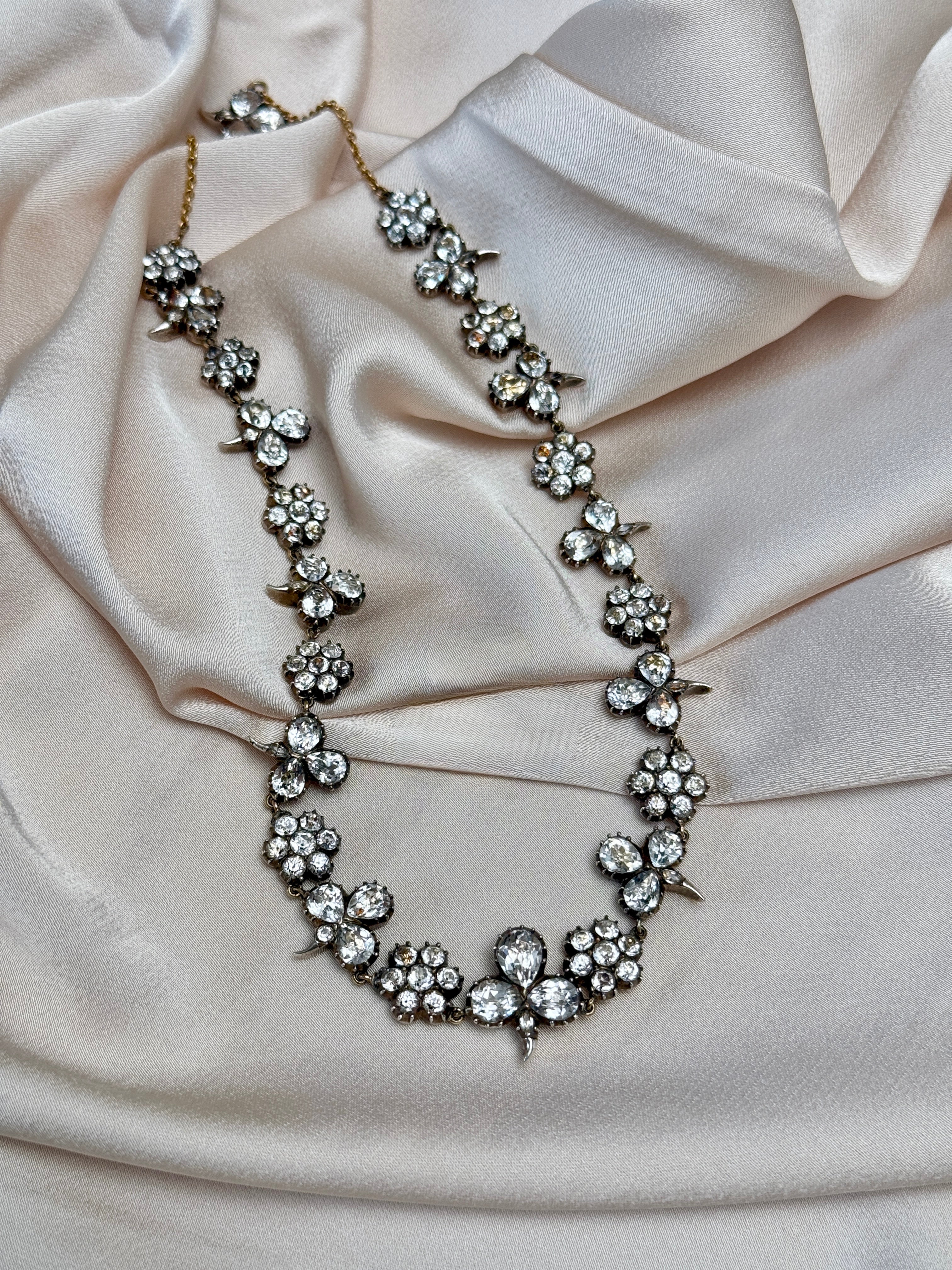 Georgian Paste Trefoil Necklace-Charlotte Sayers Antique Jewellery