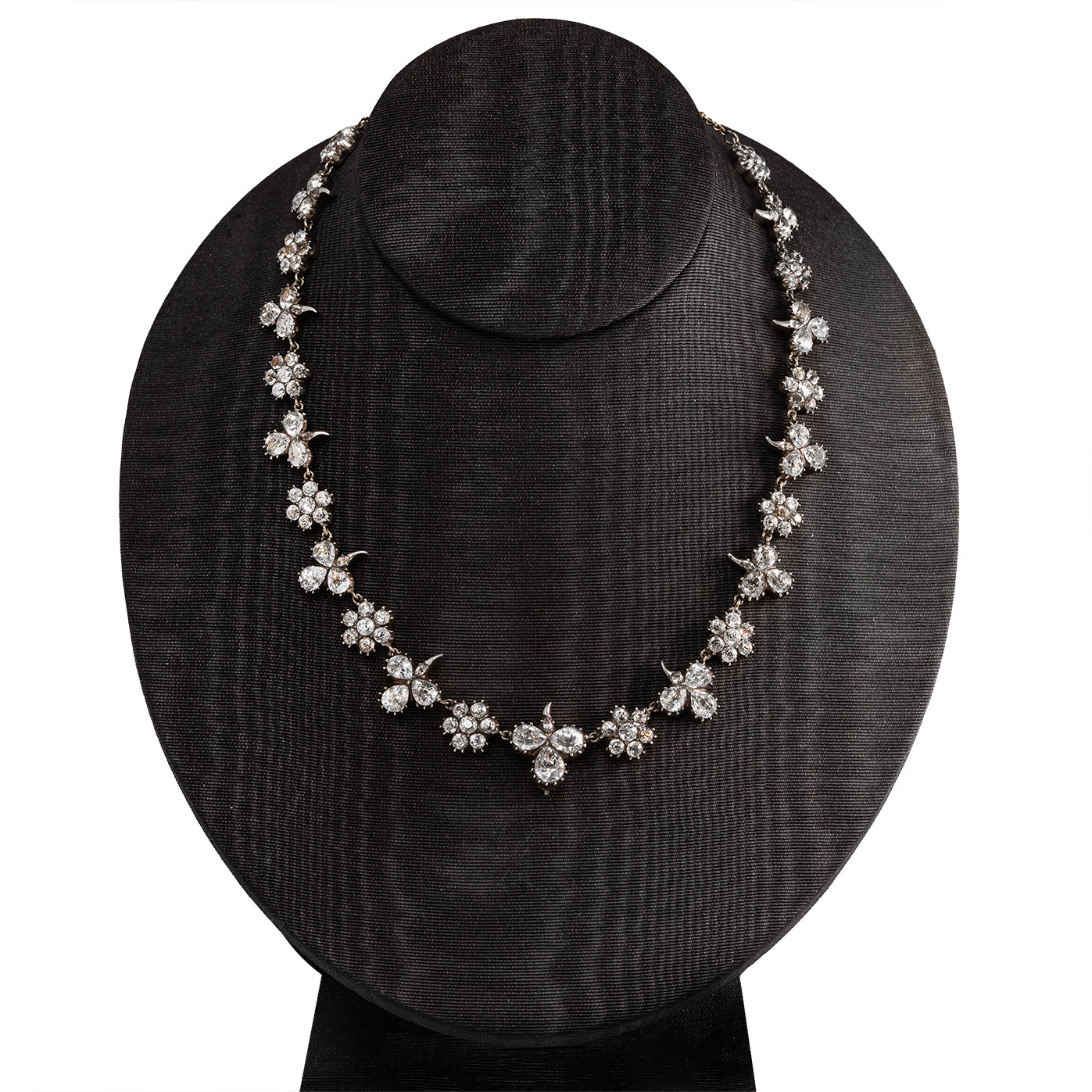 Georgian Paste Trefoil Necklace-Charlotte Sayers Antique Jewellery