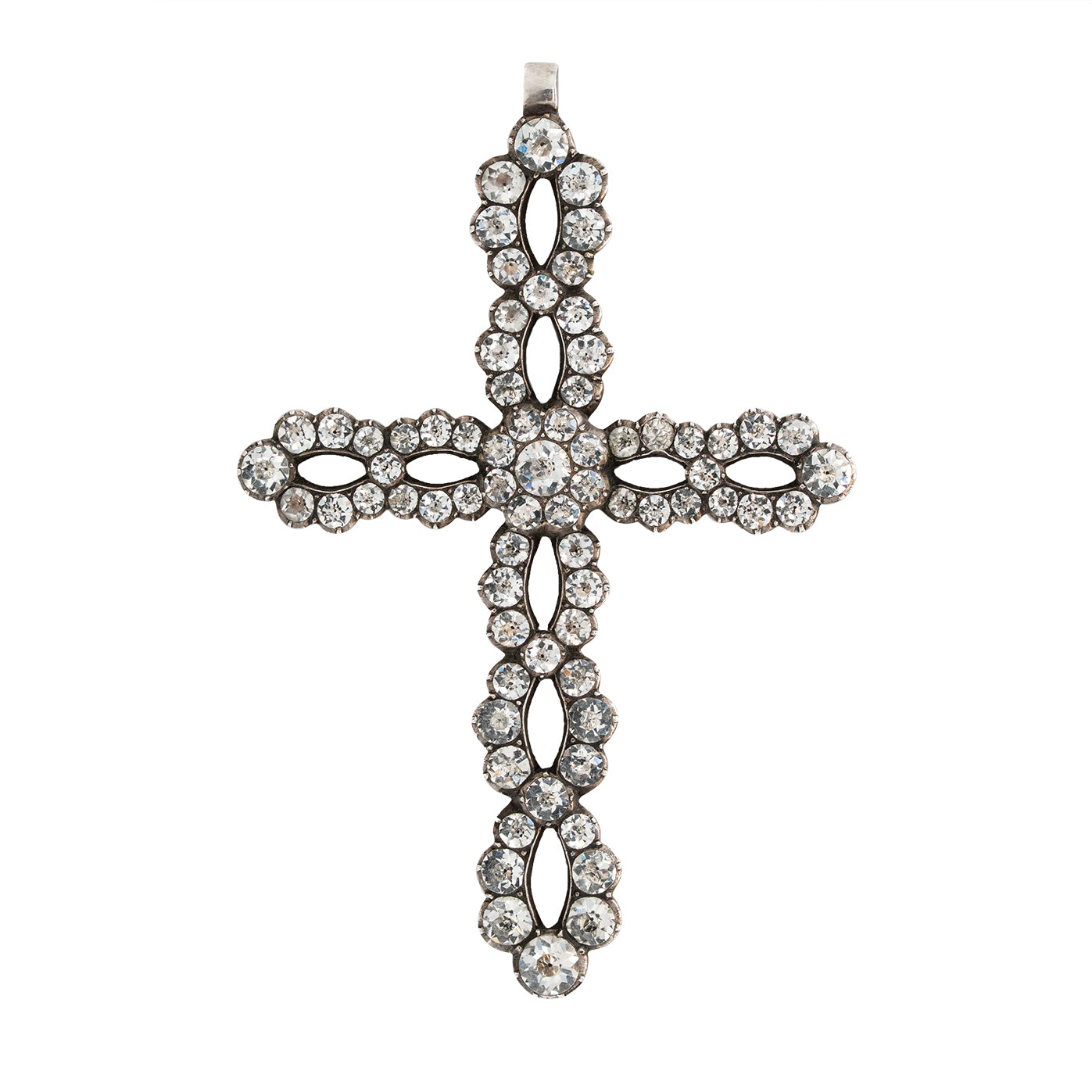 Georgian Paste and Silver Cross Pendant-Charlotte Sayers Antique Jewellery