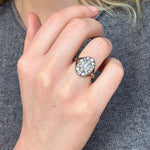 Georgian Pave Set Diamond Oval Ring-Charlotte Sayers Antique Jewellery