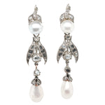 Georgian Pearl and Diamond Drop Earrings-Charlotte Sayers Antique Jewellery