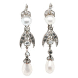 Georgian Pearl and Diamond Drop Earrings-Charlotte Sayers Antique Jewellery