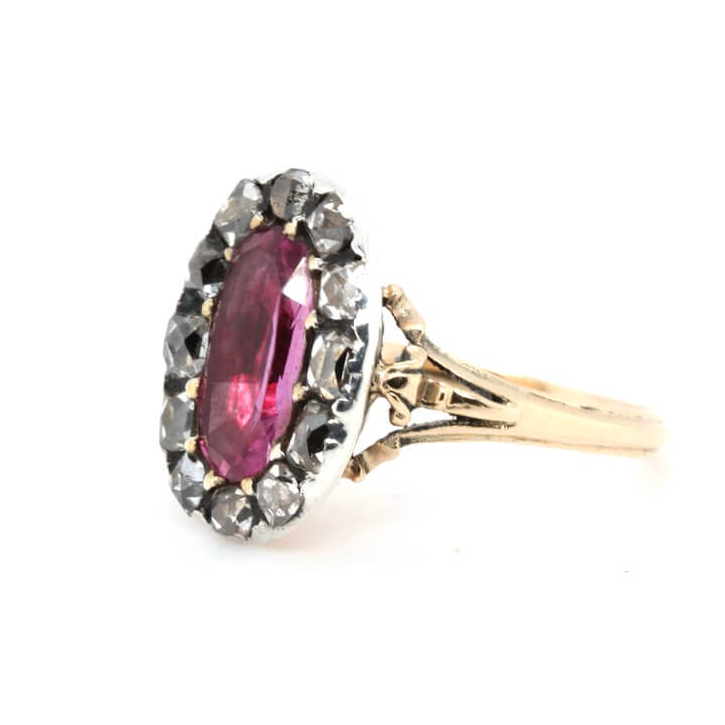 Georgian Pink Topaz and Diamond Ring-Charlotte Sayers Antique Jewellery