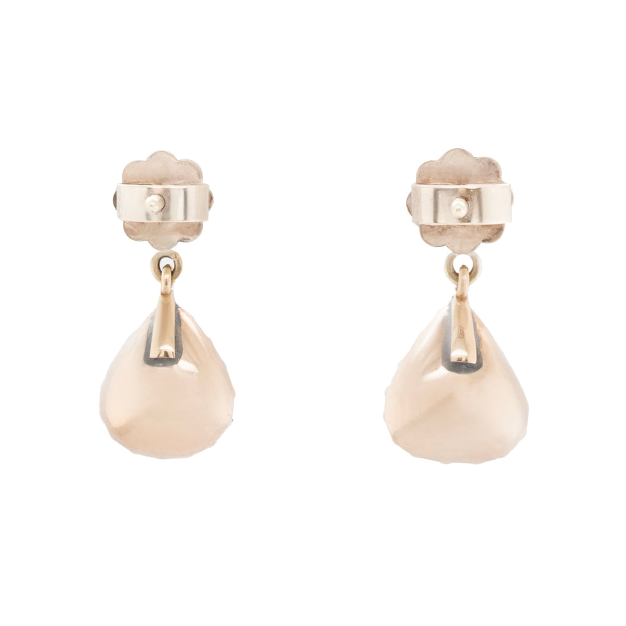 Georgian Rose Cut Diamond Earrings-Charlotte Sayers Antique Jewellery