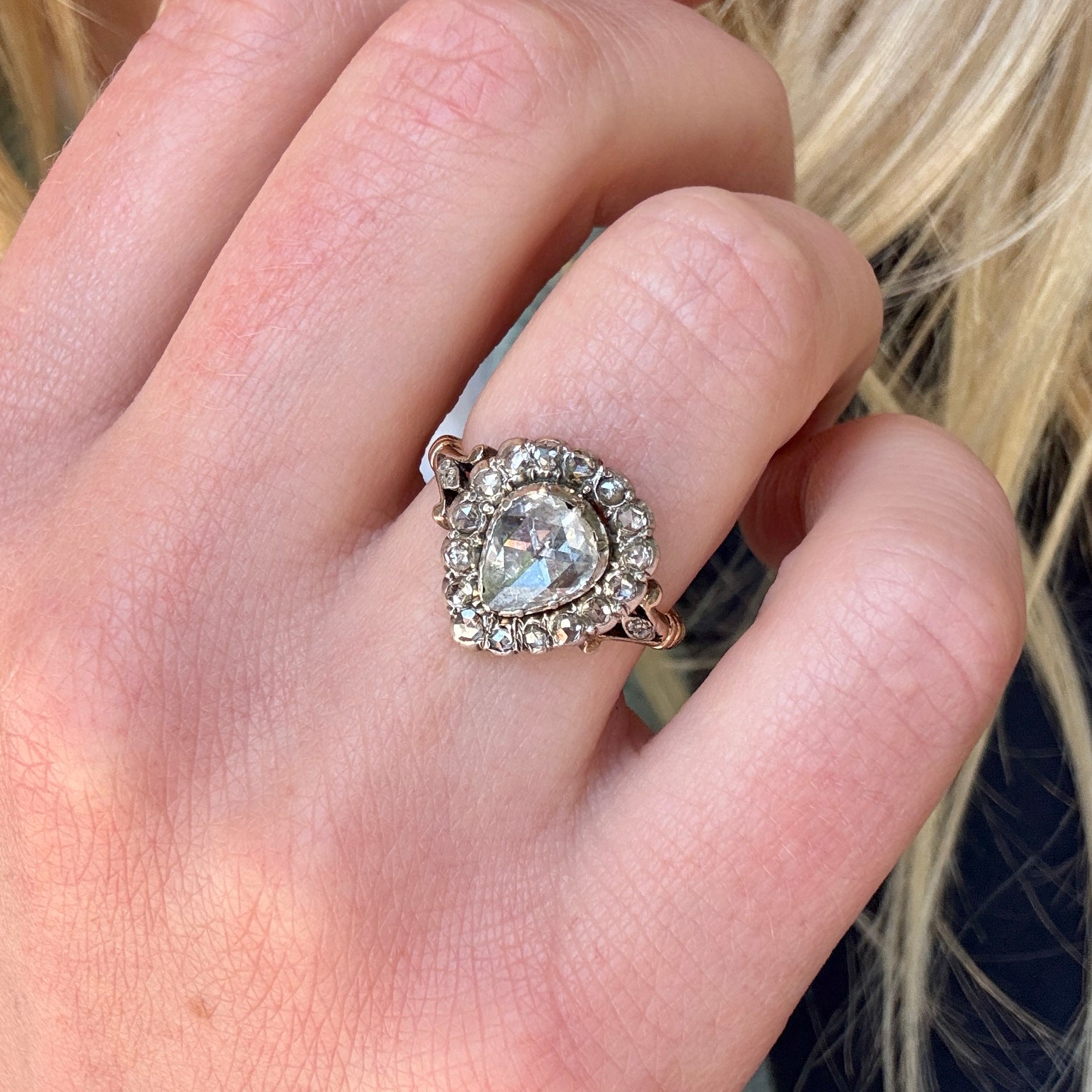 Georgian Rose Cut Diamond Ring-Charlotte Sayers Antique Jewellery