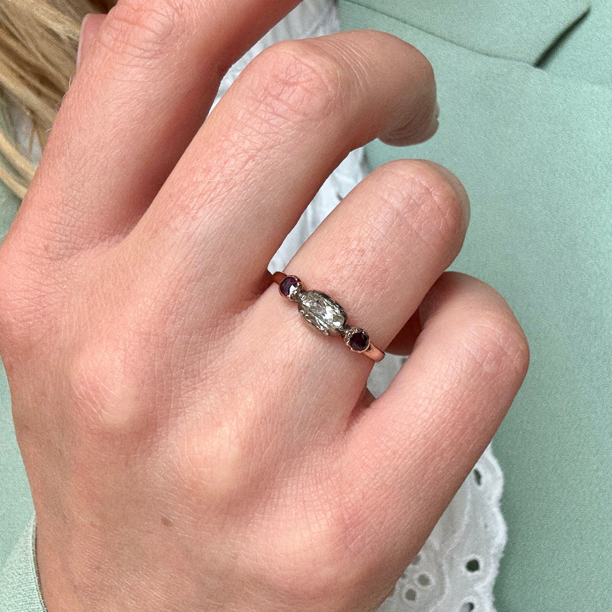Georgian Ruby and Diamond Ring-Charlotte Sayers Antique Jewellery