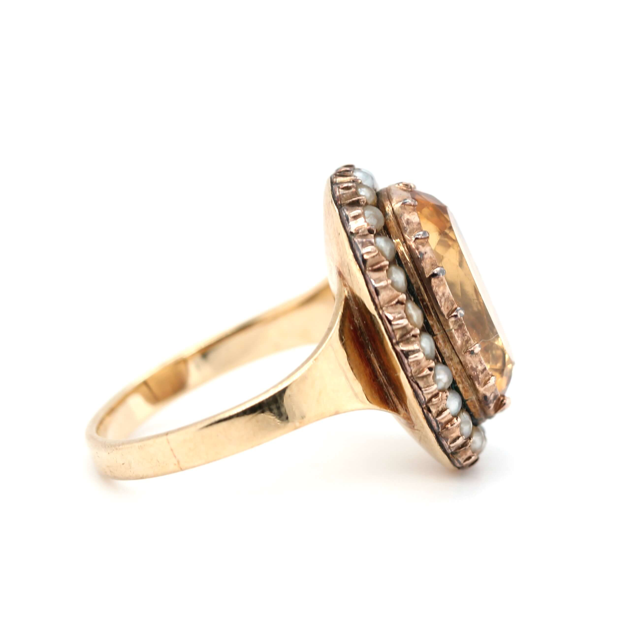 Georgian Topaz Pearl Ring-Charlotte Sayers Antique Jewellery