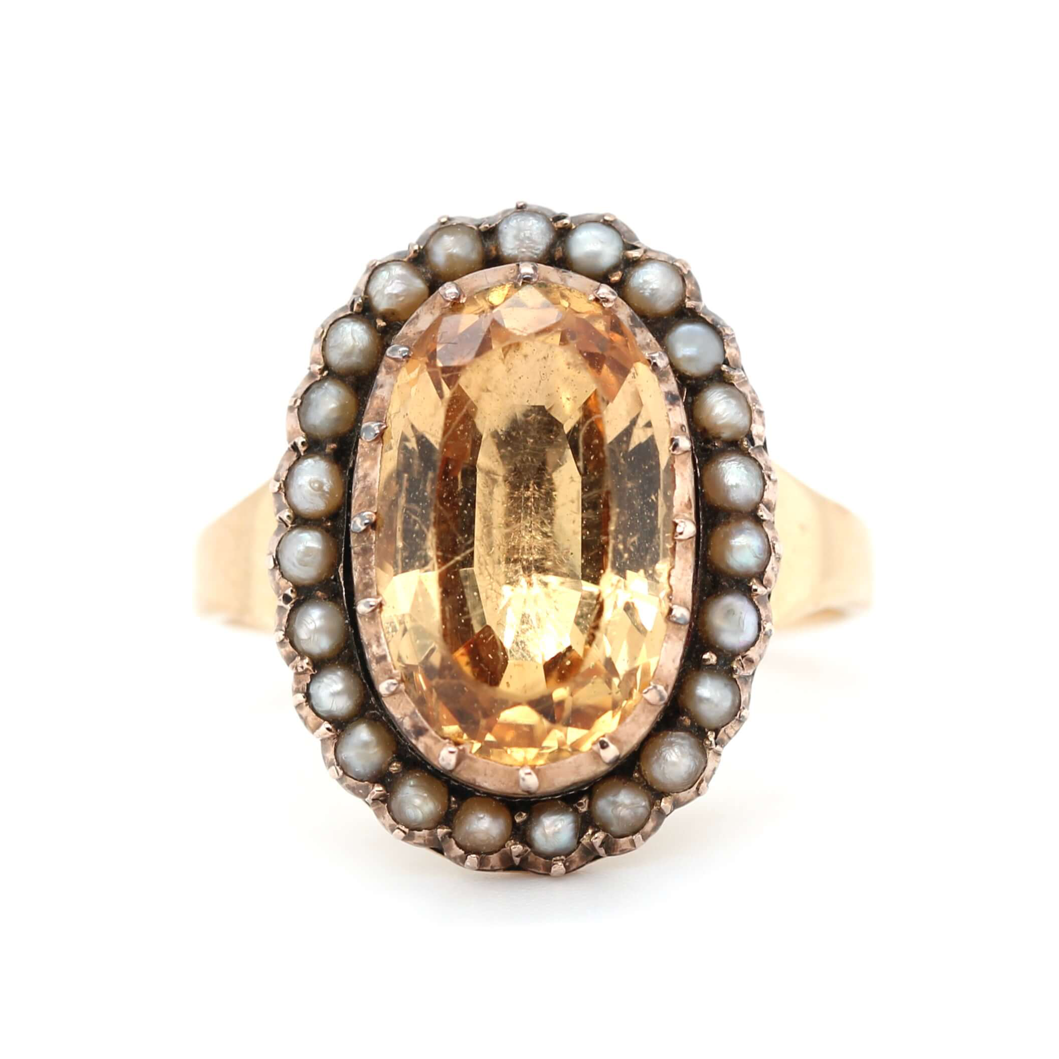 Georgian Topaz Pearl Ring-Charlotte Sayers Antique Jewellery