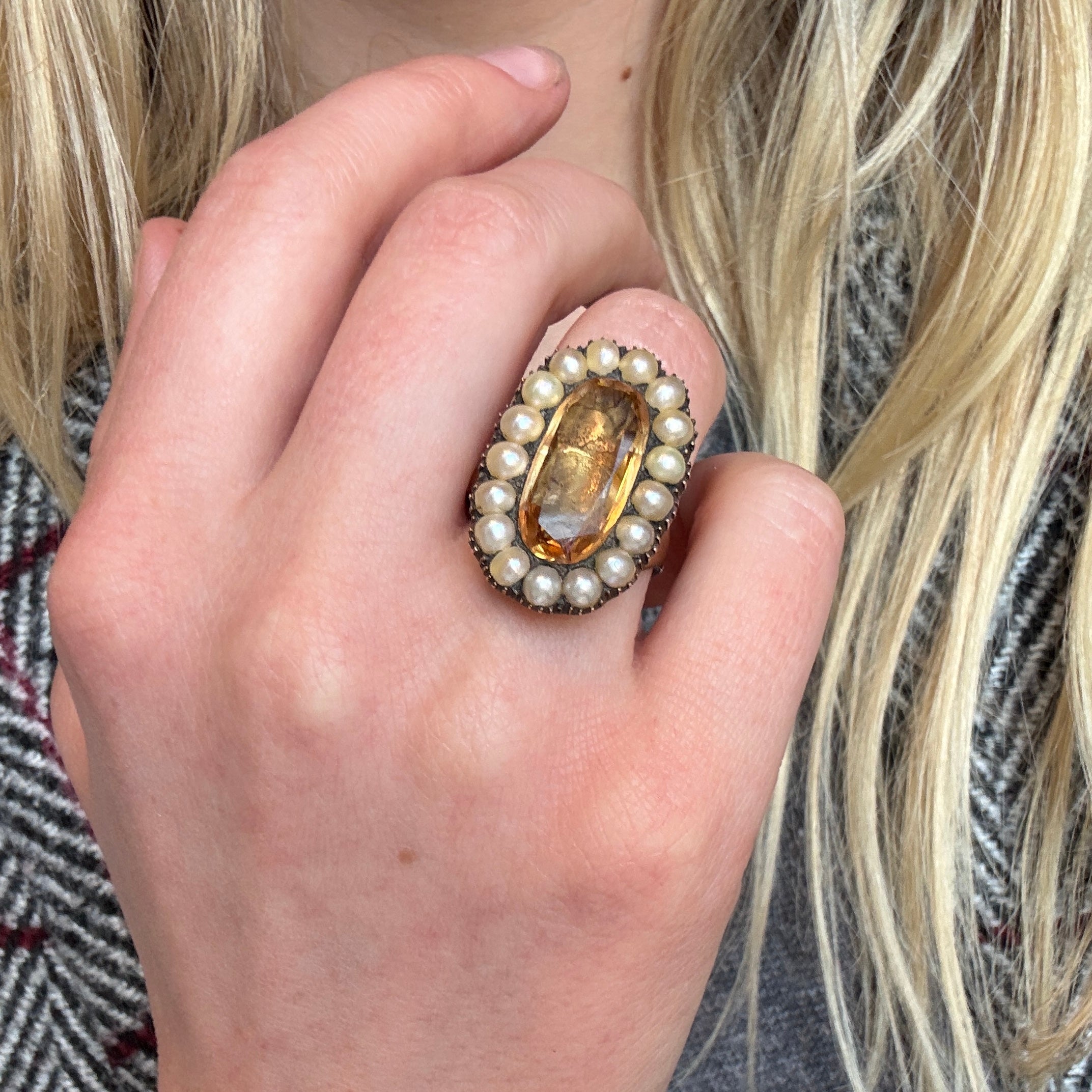 Georgian Topaz and Pearl Ring-Charlotte Sayers Antique Jewellery