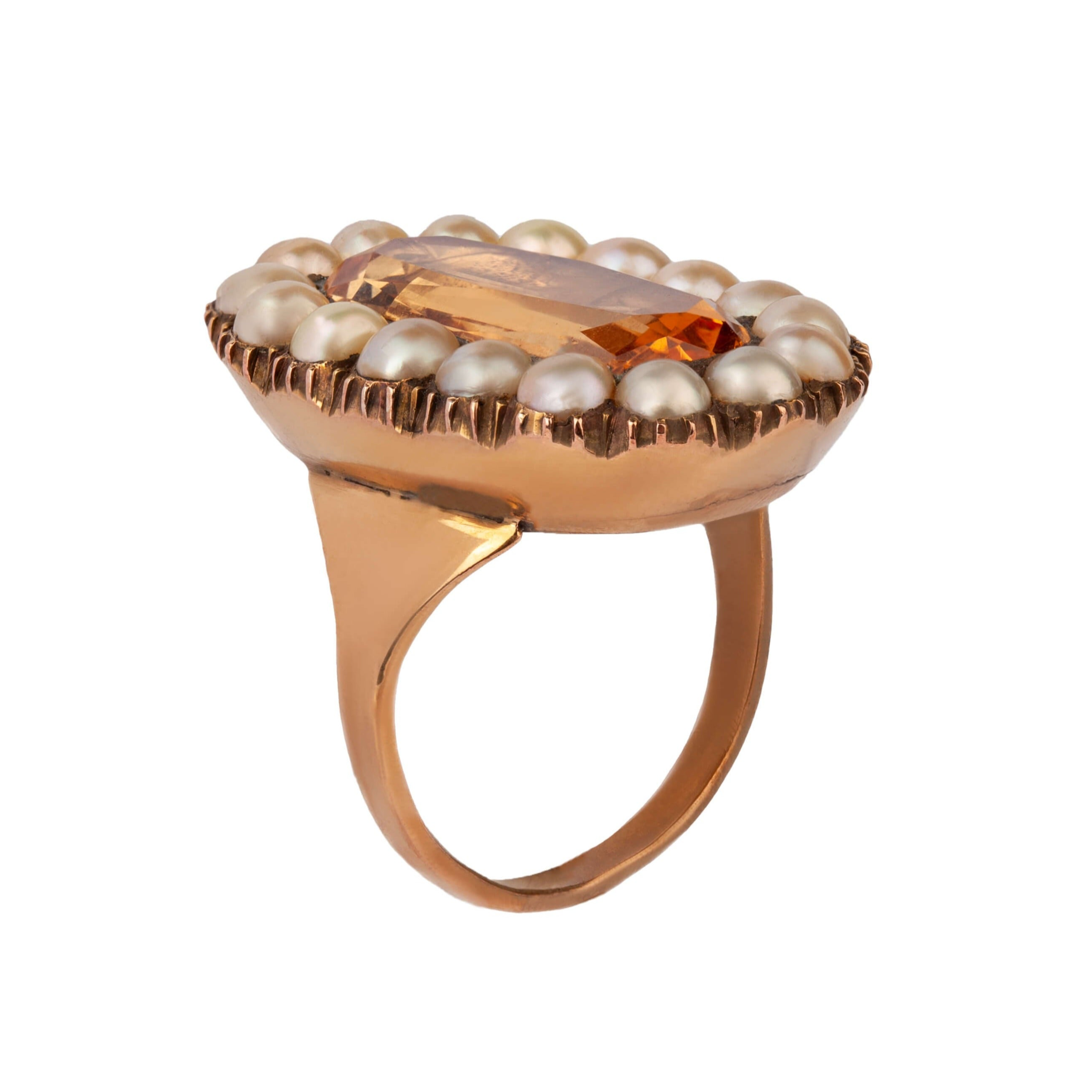 Georgian Topaz and Pearl Ring-Charlotte Sayers Antique Jewellery