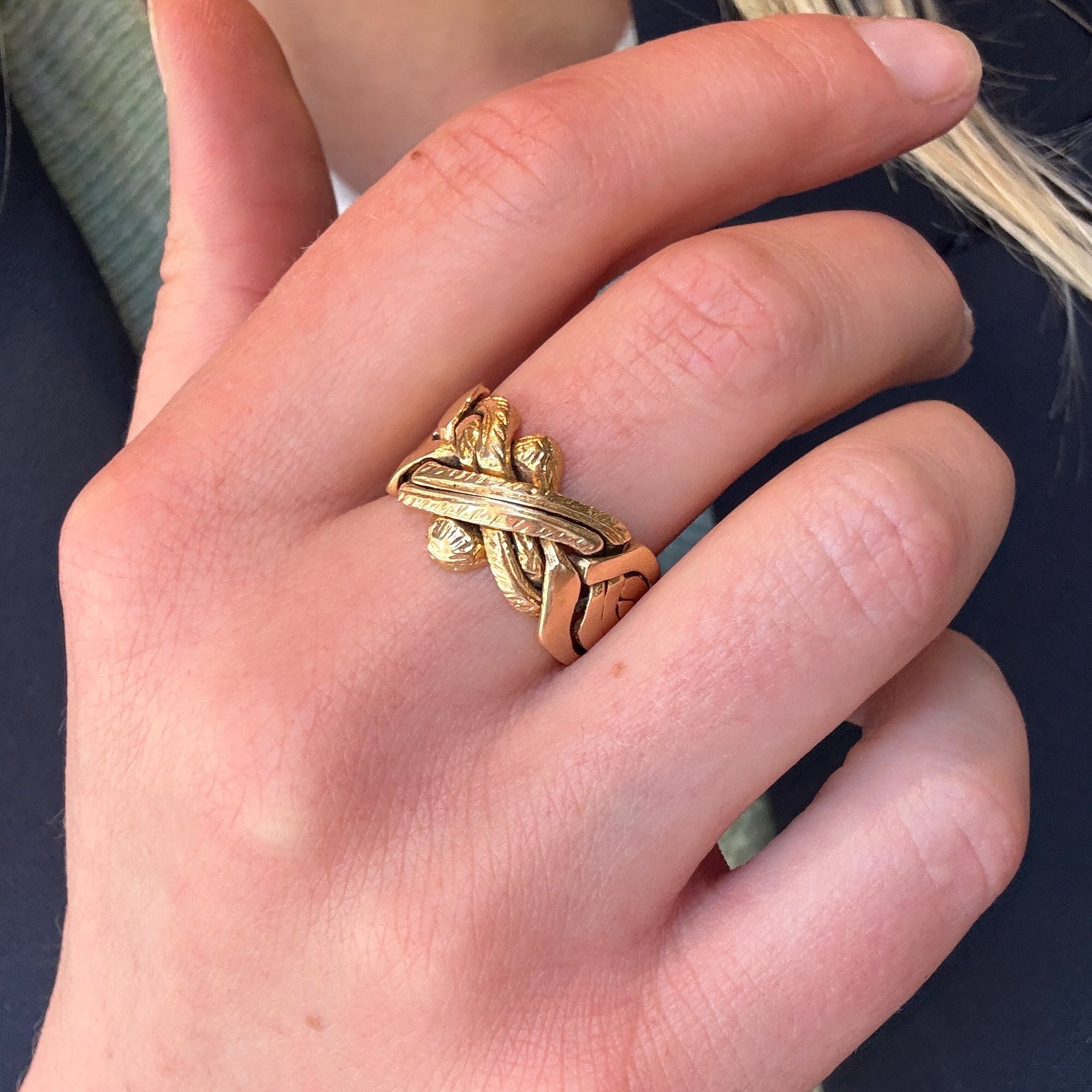 Gold Puzzle Ring-Charlotte Sayers Antique Jewellery