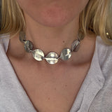 Hanson Silver Petal Necklace and Earrings-Charlotte Sayers Antique Jewellery
