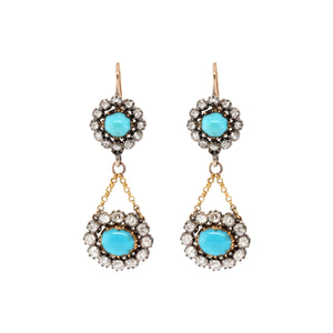Victorian Turquoise and Diamond Earrings