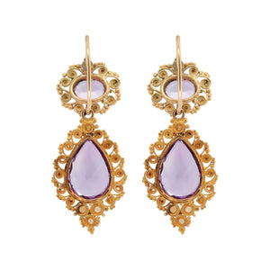 Victorian Amethyst and Pearl Cannetille Earrings