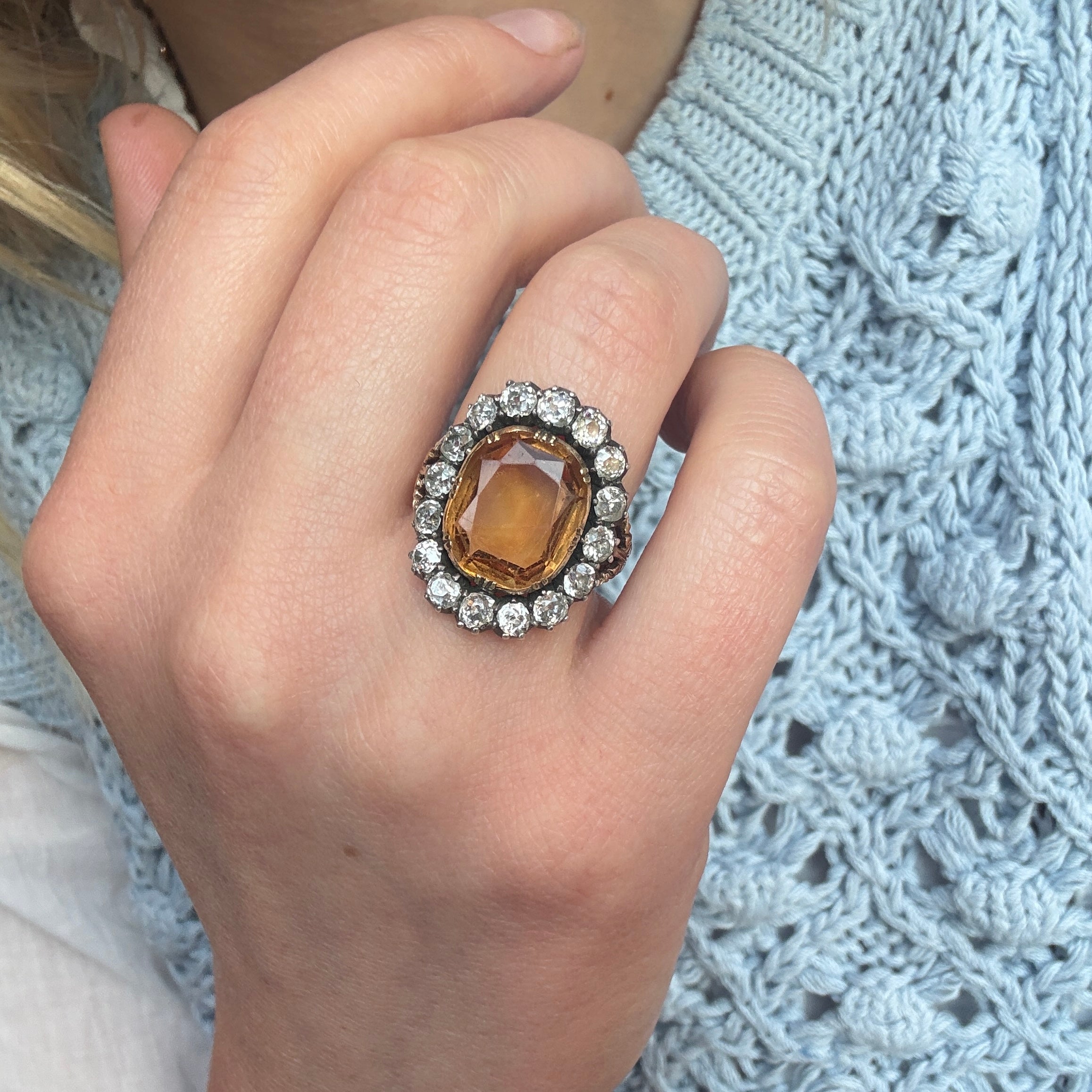 Imperial Orange Topaz and Diamond Ring-Charlotte Sayers Antique Jewellery