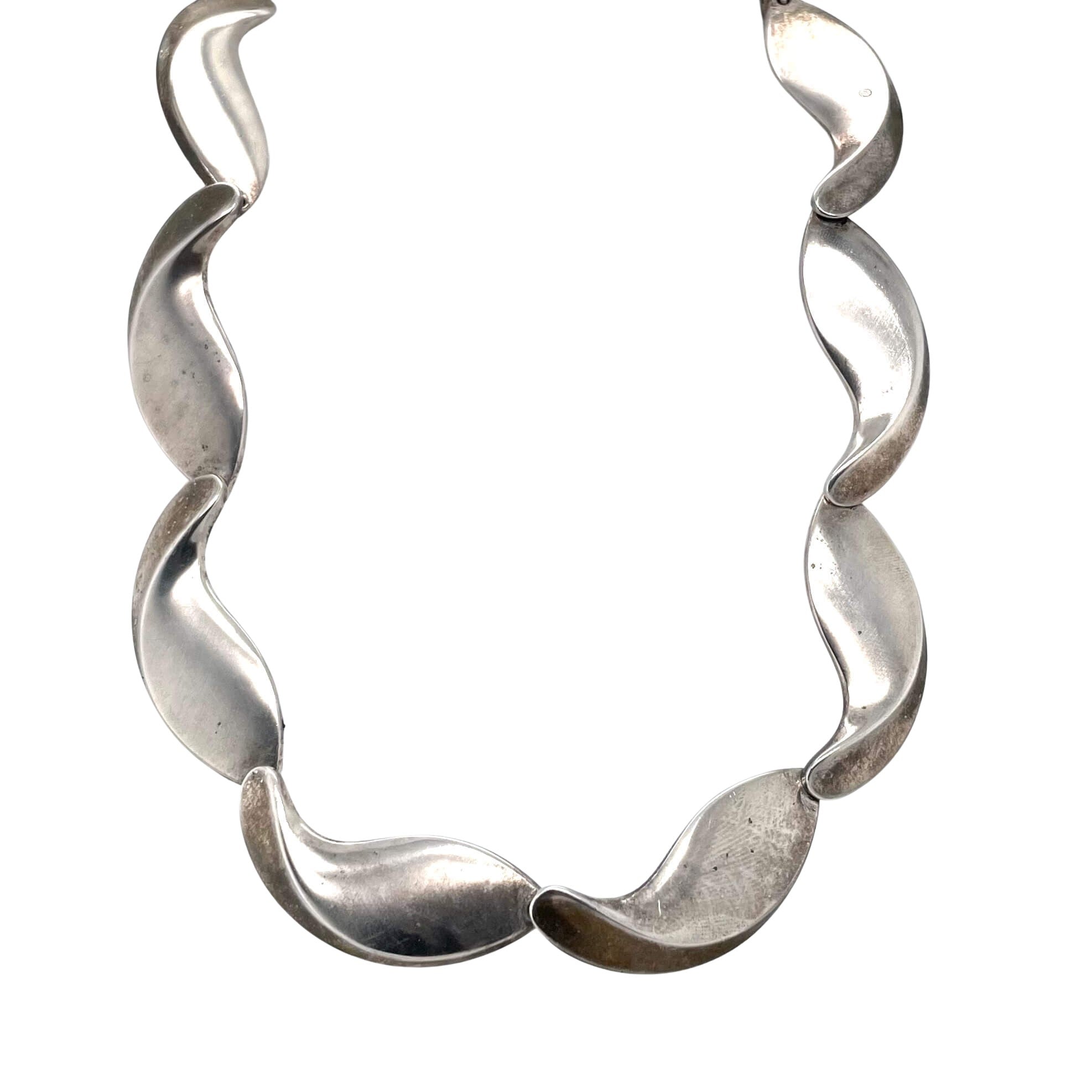 Jensen Silver Collar Necklace-Charlotte Sayers Antique Jewellery