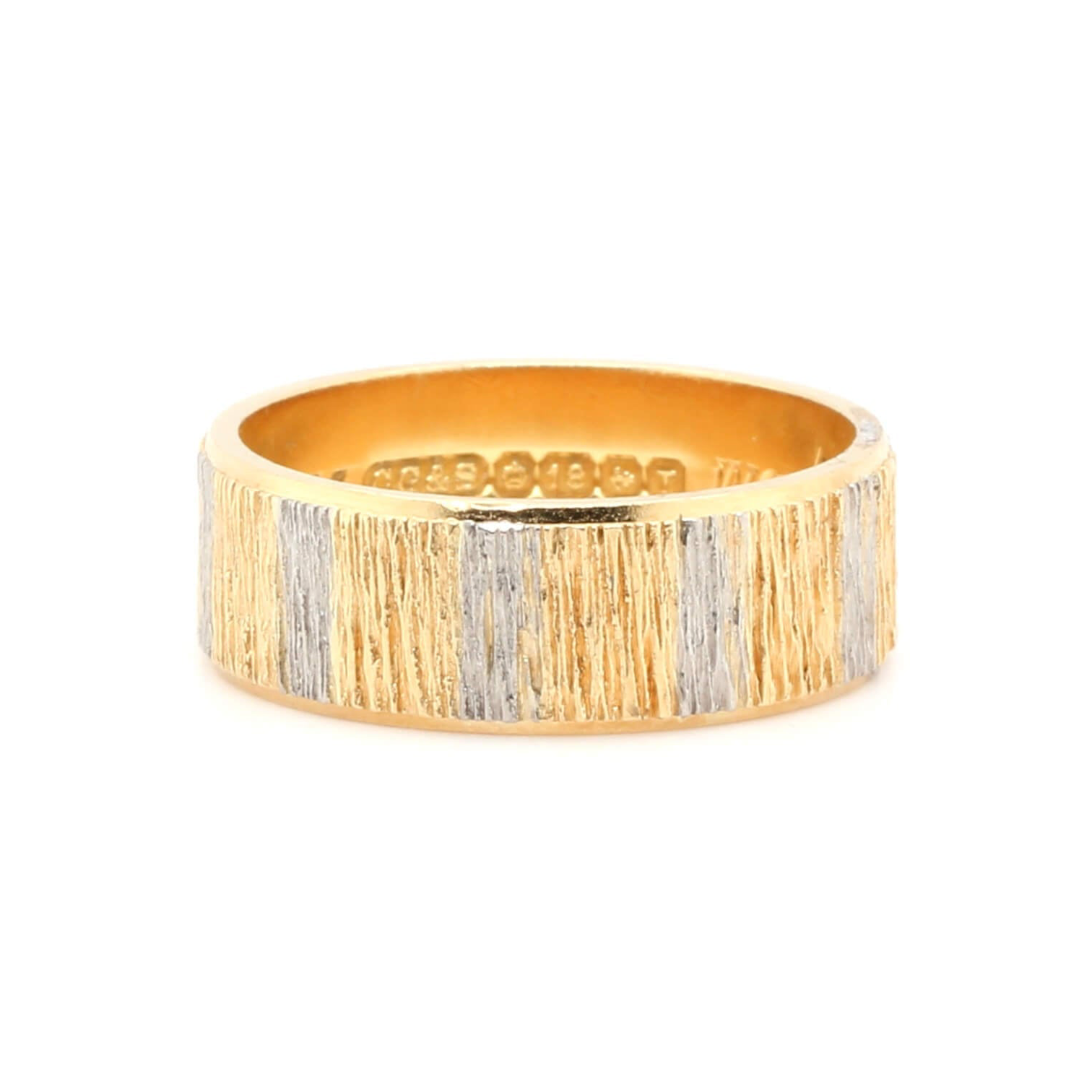 Modern 2 Colour Gold Band Ring-Charlotte Sayers Antique Jewellery
