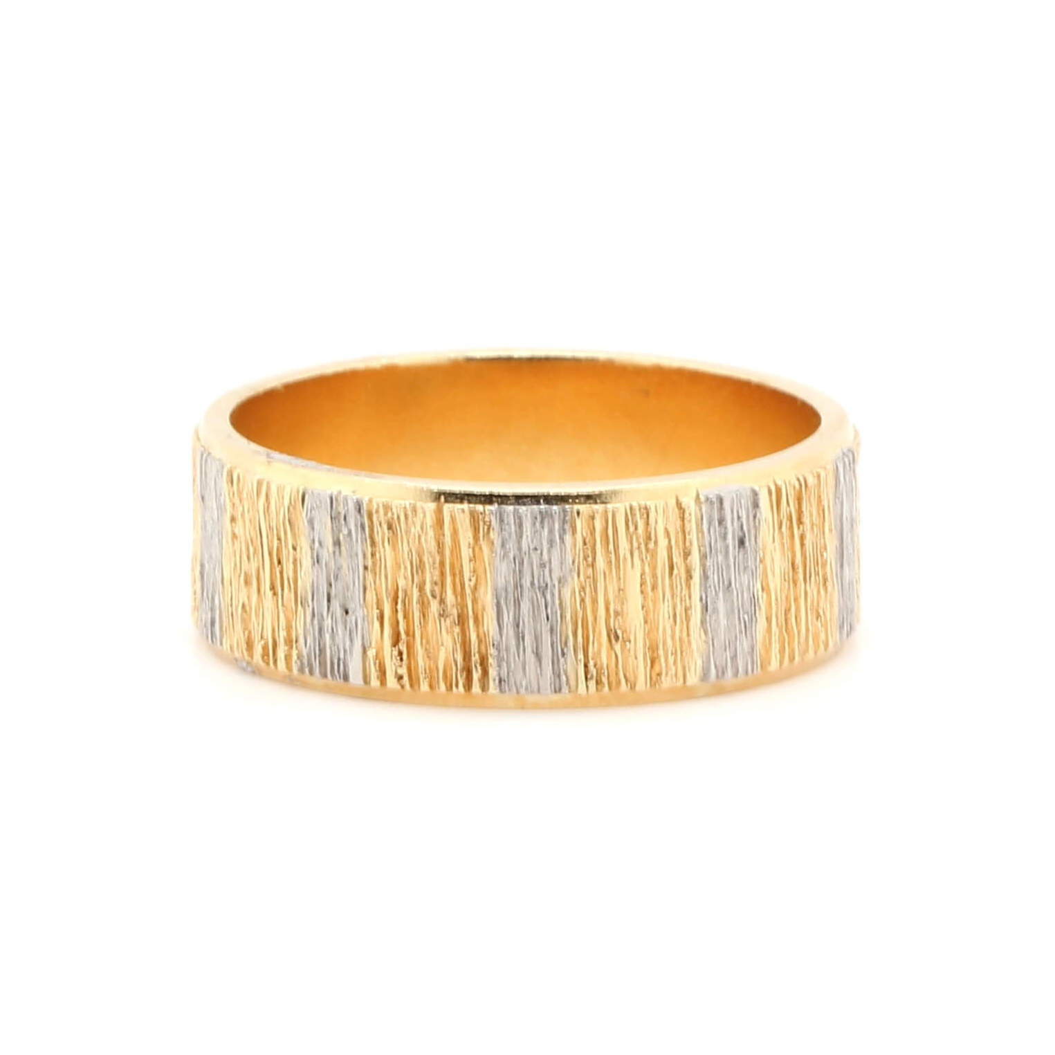 Modern 2 Colour Gold Band Ring-Charlotte Sayers Antique Jewellery