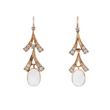 Moonstone and Diamond Earrings-Charlotte Sayers Antique Jewellery