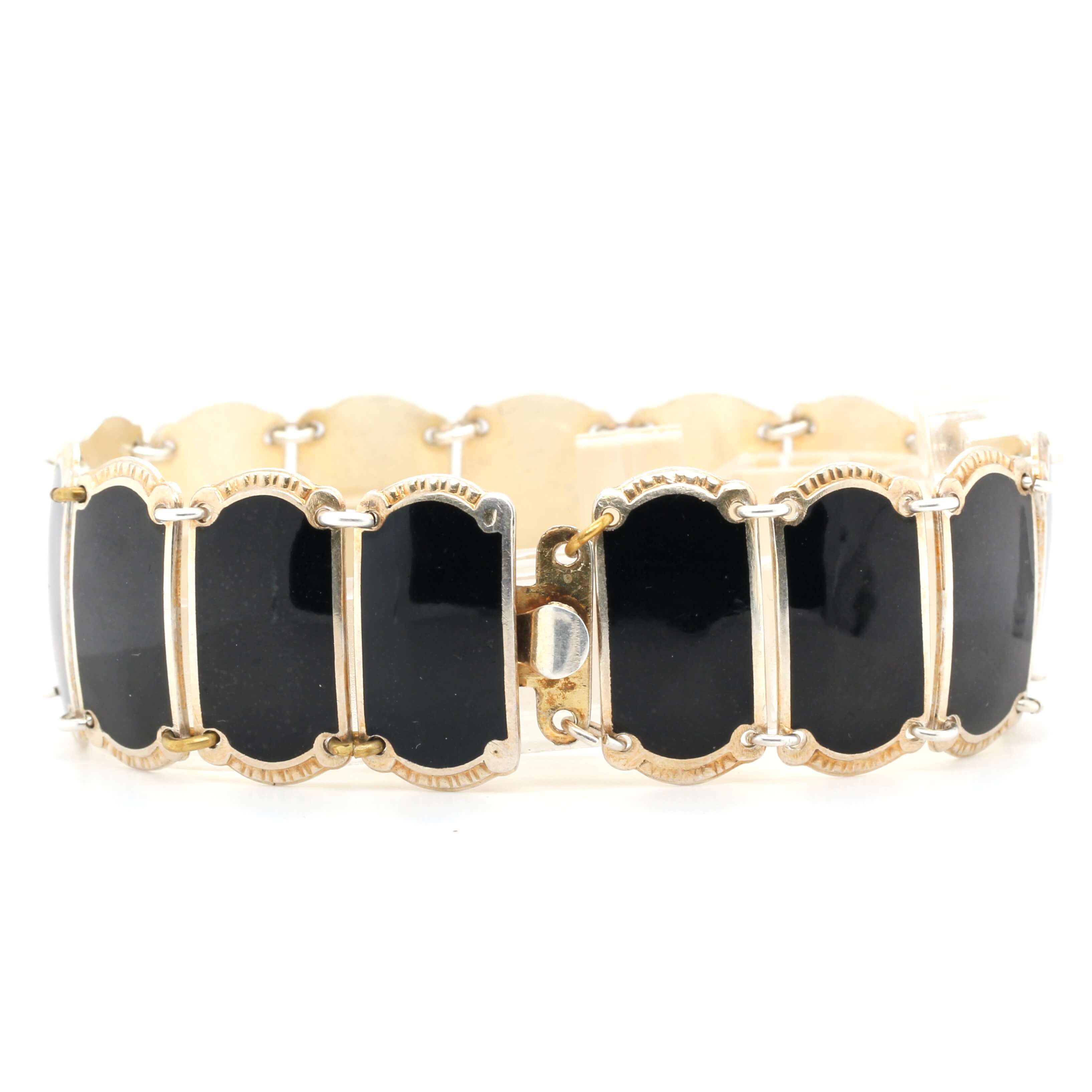 Norwegian Black Enamel Bracelet-Charlotte Sayers Antique Jewellery