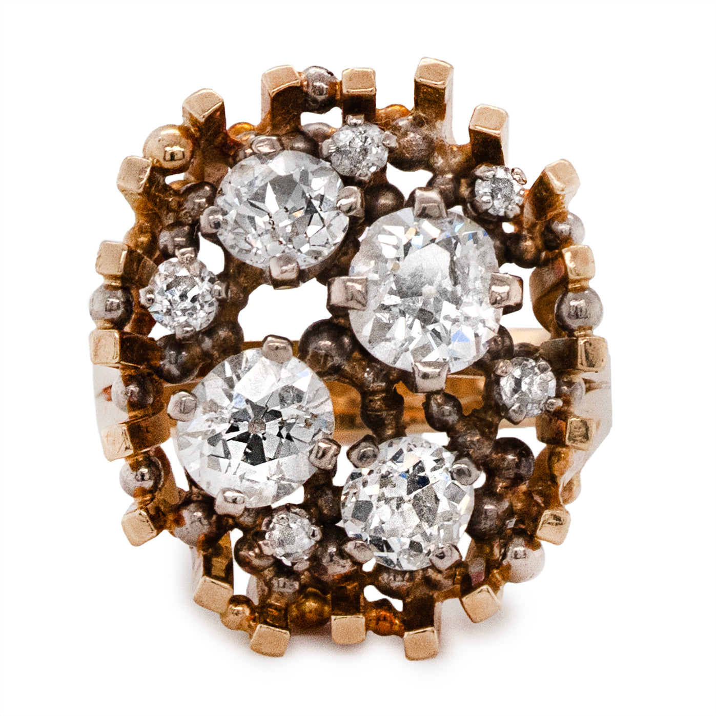Old European Cut Diamond Cocktail Ring-Charlotte Sayers Antique Jewellery