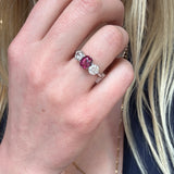Ruby and Diamond Three Stone Ring-Charlotte Sayers Antique Jewellery