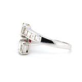 Ruby and Diamond Toi et Moi Ring-Charlotte Sayers Antique Jewellery