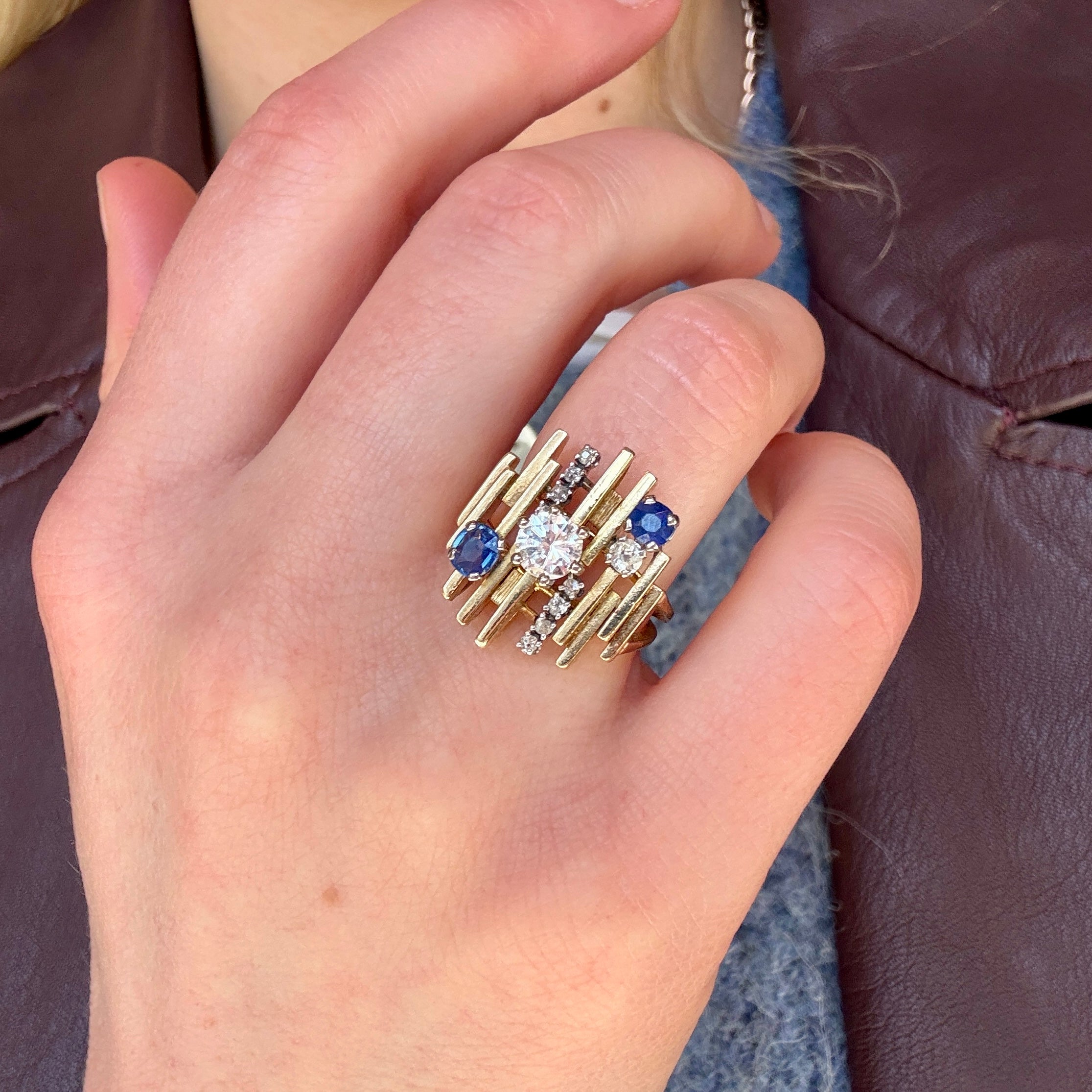 Sapphire and Diamond 1970's Ring-Charlotte Sayers Antique Jewellery