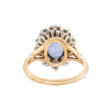 Sri Lankan Sapphire & Diamond Cluster Ring-Charlotte Sayers Antique Jewellery