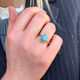 Turquoise and Diamond Victorian Cluster Ring-Charlotte Sayers Antique Jewellery