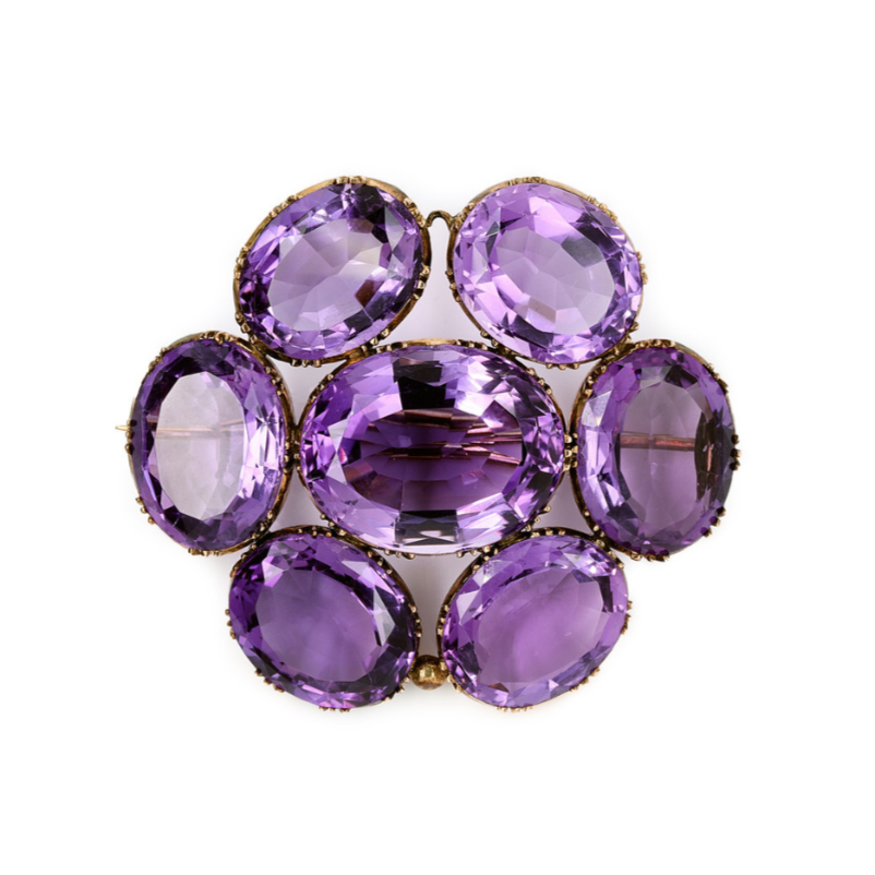 Victorian Amethyst Flower Brooch