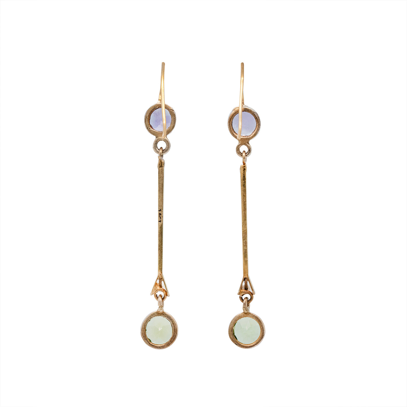 Victorian Amethyst, Peridot and Pearl Drop Earrings-Charlotte Sayers Antique Jewellery