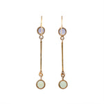 Victorian Amethyst, Peridot and Pearl Drop Earrings-Charlotte Sayers Antique Jewellery
