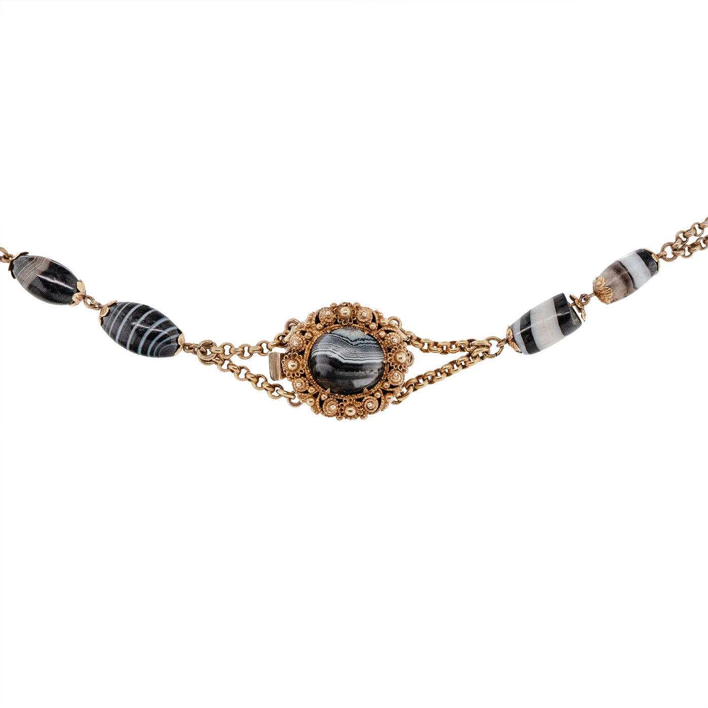 Victorian Banded Agate Necklace-Charlotte Sayers Antique Jewellery