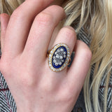 Victorian Blue Glass Diamond Ring-Charlotte Sayers Antique Jewellery