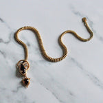 Victorian Cabochon Garnet Snake Necklace with Diamond Eyes-Charlotte Sayers Antique Jewellery