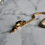 Victorian Cabochon Garnet Snake Necklace with Diamond Eyes-Charlotte Sayers Antique Jewellery