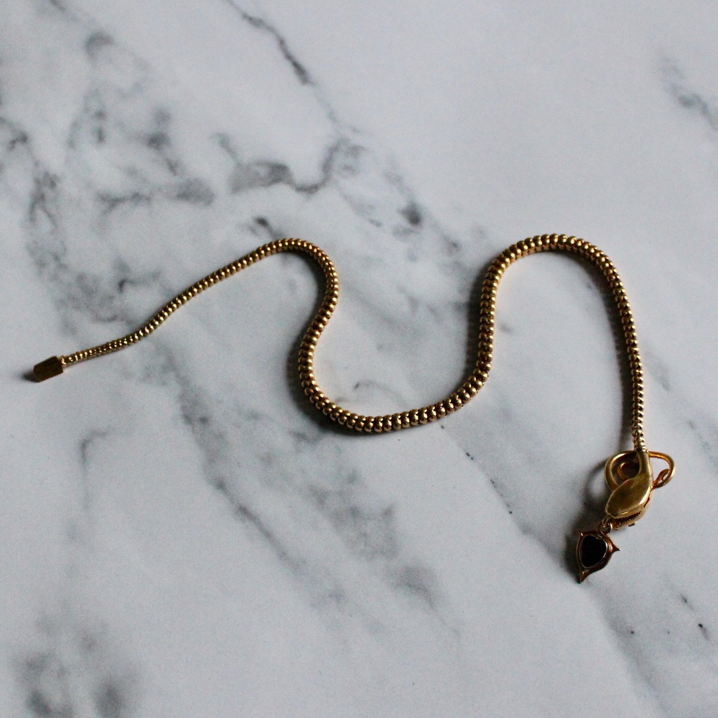 Victorian Cabochon Garnet Snake Necklace with Diamond Eyes-Charlotte Sayers Antique Jewellery