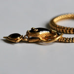 Victorian Cabochon Garnet Snake Necklace with Diamond Eyes-Charlotte Sayers Antique Jewellery