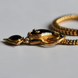 Victorian Cabochon Garnet Snake Necklace with Diamond Eyes-Charlotte Sayers Antique Jewellery