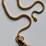 Victorian Cabochon Garnet Snake Necklace with Diamond Eyes-Charlotte Sayers Antique Jewellery
