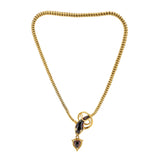 Victorian Cabochon Garnet Snake Necklace with Diamond Eyes-Charlotte Sayers Antique Jewellery