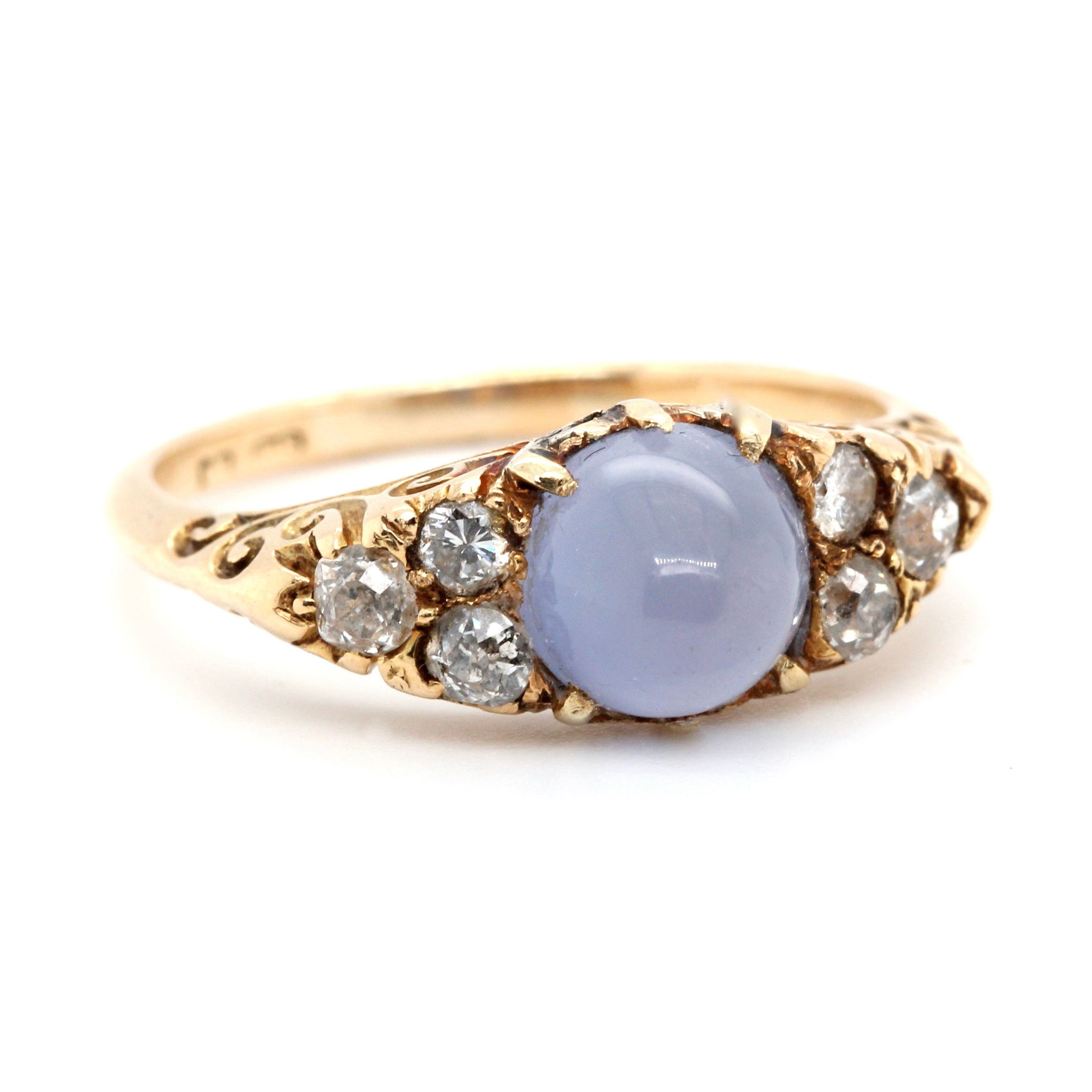 Victorian Chalcedony Diamond Ring-Charlotte Sayers Antique Jewellery